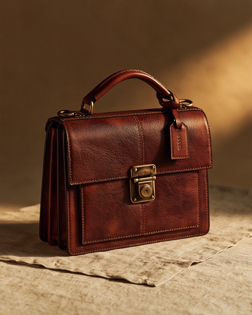 Sac à main en cuir cognac, pièce de démonstration